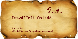 Istvánfi Anikó névjegykártya